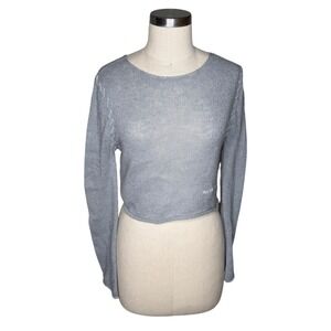 MATIN KIM Slim Fit See Through Sitch Knit Sweater Grey Cropped Whipstitch Size F